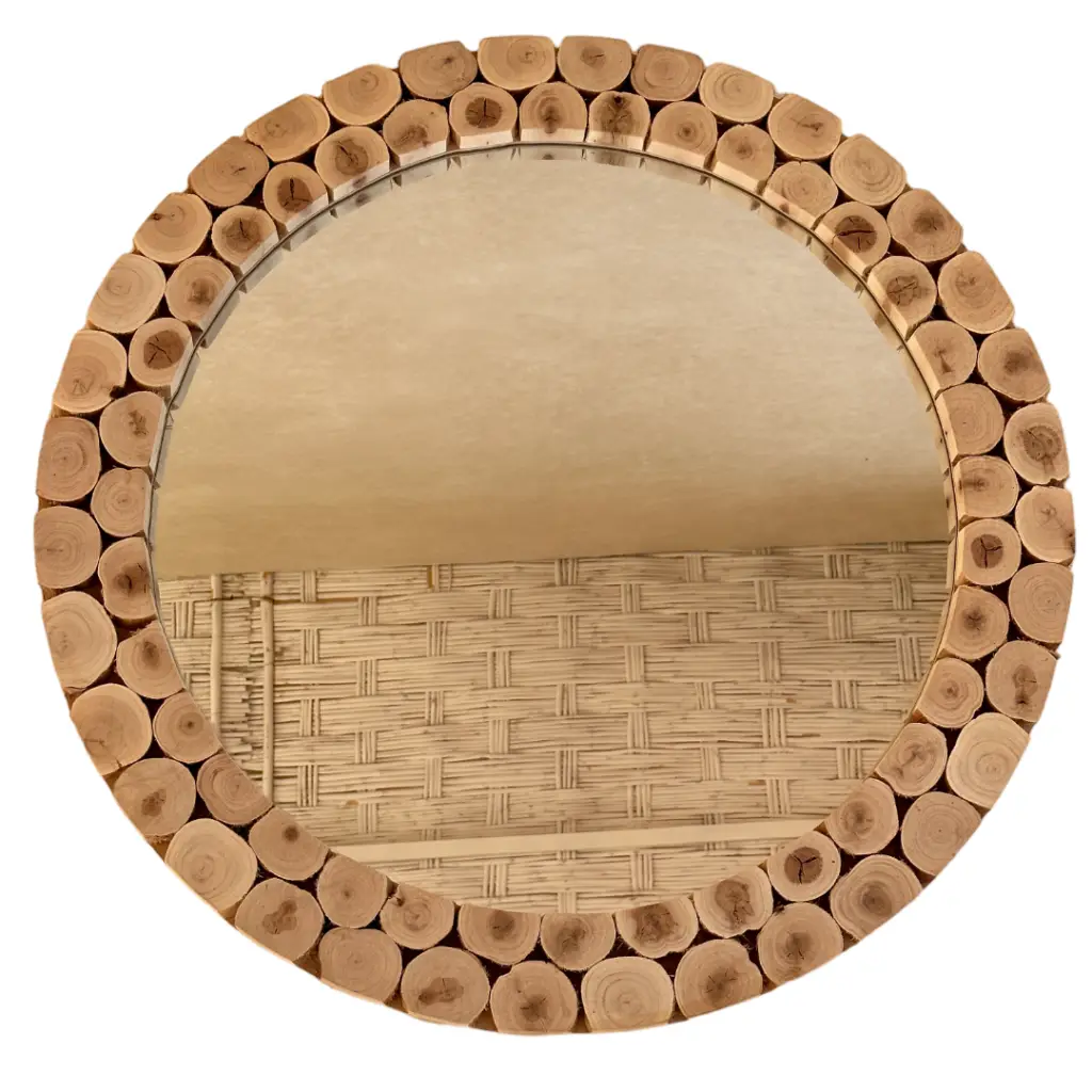 Handcrafted Mirror with Recycled Wood Mosaic Frame